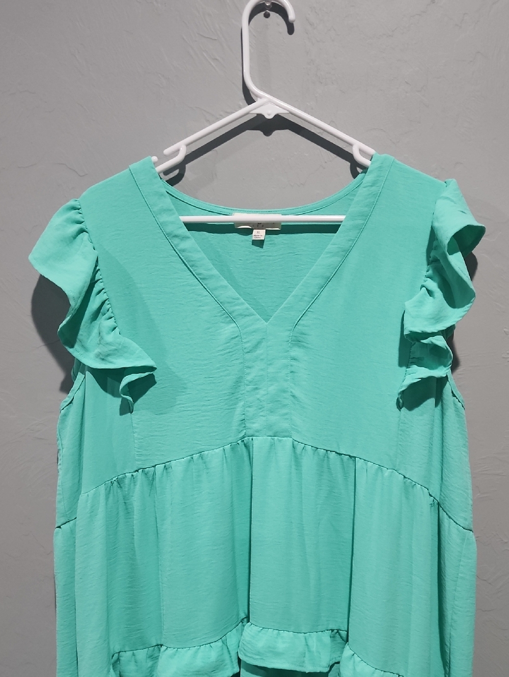 Umgee Teal Ruffle Dress - Picture 3 of 4